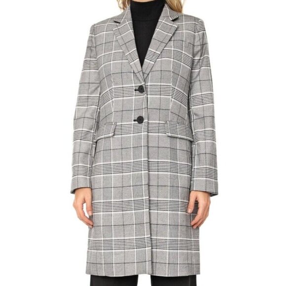 Banana Republic Womens XS Black White Glenplaid Two Button Coat - Picture 3 of 12
